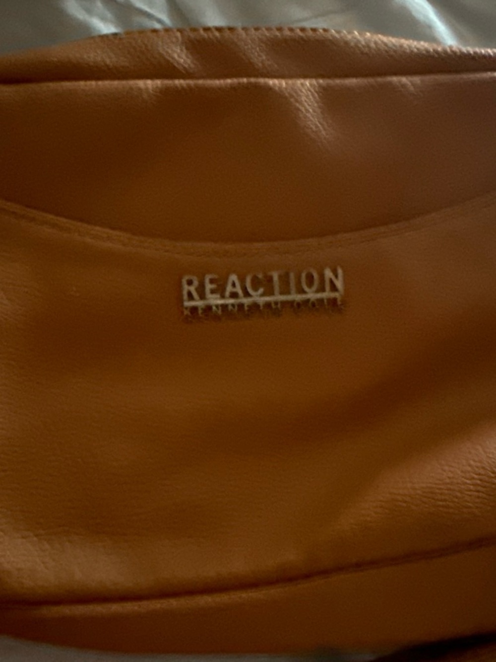 Kenneth Cole Reaction Saddle Tan Shoulder Bag with Logo Plaque